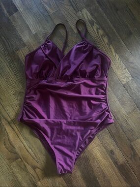 Source Unknown Plum One-Piece Swimsuit